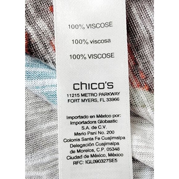 Chico's 1 Womens Large Floral Neutral Colors‎ 3/4 Sleeve Top Blouse Round Neck M - Picture 8 of 8